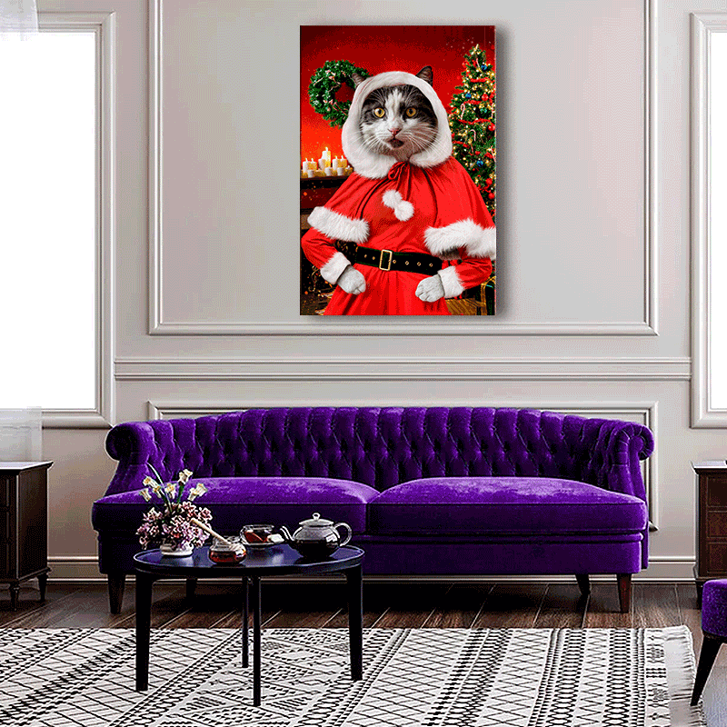 Holiday Santa Pet Portrait – Festive Custom Pet Art